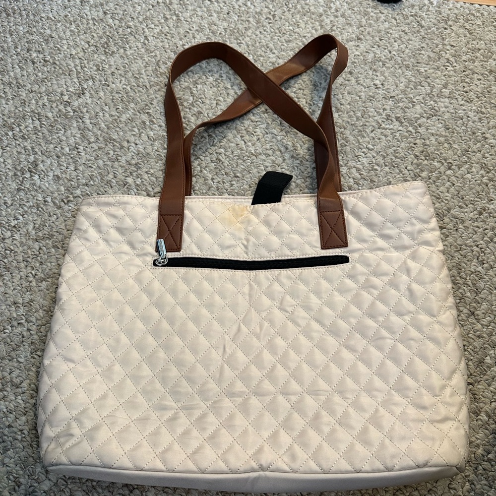Elegant Cream Quilted Tote Bag
